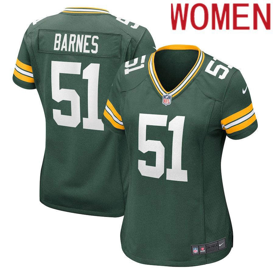 Women Green Bay Packers #51 Krys Barnes Nike Green Nike Game Player NFL Jersey->women nfl jersey->Women Jersey